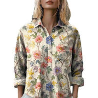 Fashion All-matching Printed Casual Half-open Lapel Shirt