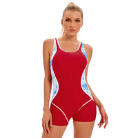 Women's Sports One Piece Swimsuit Conservative Color Blocking Europe And America