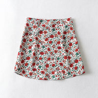 High Waist Make Legs Look Long Curved Hem Printing Skirt A- Line Skirt