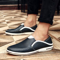 Handmade Stitching Pumps Men's New Summer Top Layer Cowhide Men's Shoes Breathable Men's Casual Leather Shoes Gommino One Piece
