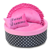 Round Princess Cat Bed With Sweet Dreams Pillow