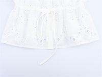 Women's Embroidered Lantern Sleeve Waist-controlled Top