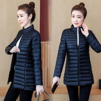 Plus-size Lightweight Slim-fit Mid-length Cotton Jacket