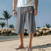 Cropped Trousers Beach Draw Straight-leg Pants Solid Color