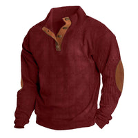 Men's Casual Stand-up Collar Long Sleeve Ribbed Corduroy Sweatshirt