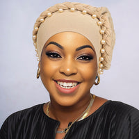 Beaded Floral Cap Pearl Braids