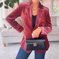 Gold Velvet Elegant Slim Fit Small Business Suit Coat