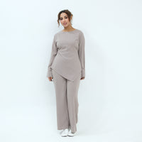 Casual Long-sleeve Top And Pants Two-piece Set