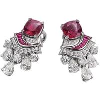 Retro Ruby Crown Ring And Earrings Light Luxury Jewelry