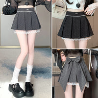 College Style Bow Polka Dot Suit Pleated Skirt