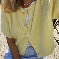 Solid Color Half-open Collar Button Sweaters Women's Clothing Women's Casual Cardigan