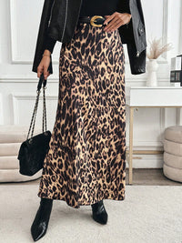 Slimming Leopard Print Skirt High-waisted Loose Long Dress With Print