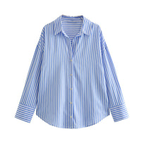 Autumn Women Clothing Printed Silk Satin Texture Drape Shirt