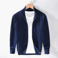 Men's Stand-Up Collar Slim-Fit Zipper Casual Solid-Color Top