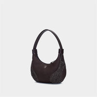 Womens Baseball Underarm Bag Crescent-Shaped Crossbody Bag