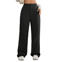 Thin  Draping  High-end Feel Loose-fitting  Figure-flattering Black Straight-leg Wide-leg Pants