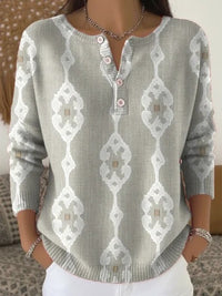Buttoned Long-Sleeve Hoodie AutumnWinter Printed Fashionable & Unique Casual Sweater Coat For Women