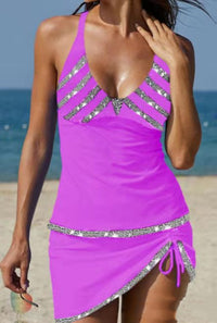 Swimsuit Women's Seaside Vacation Drawstring V-neck Sexy Split