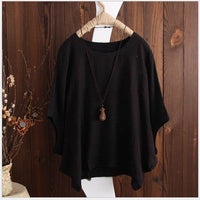 Women's Loose Solid Color Batwing Sleeve Short Sleeve T-shirt