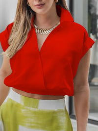 Women's Solid-Colored Sleeveless Cotton-Linen V-Neck Top