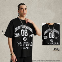 Graffiti Short-sleeve Vintage Distressed Washed Loose-fit T-shirt