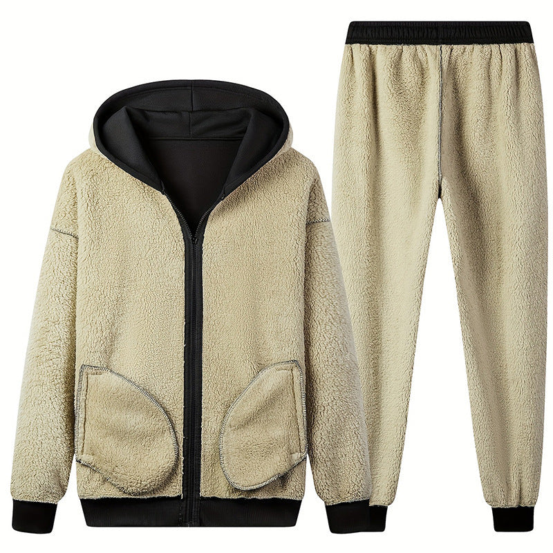 Autumn Winter Coat Pants Breathable Two-piece Casual