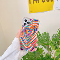 Colorful Heart Couple Phone Case Corner Shockproof Soft Cover Coque