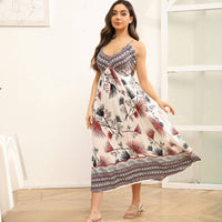 Womens Sleeveless Floral Print Slip Dress
