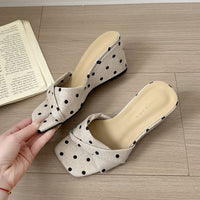 Slope And Vacation Cool Slippers With Exposed Toes, Women's Woven Versatile Square Toe Retro Style Slippers