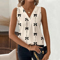European And American Sleeveless Bow Shirt V-neck