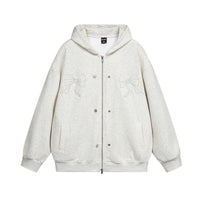 Two-way Zipper Solid Color Hooded Sweater