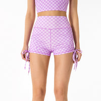Women's High Waist Hip Raise Checkerboard Sports Shorts