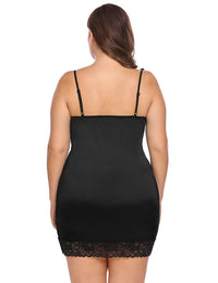 Plus Size Women's Lace Suspender Skirt Pajamas Nightdress Suit