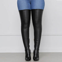 Side Zipper High Chunky Heel Plus Size Below The Knee Long Boots Female