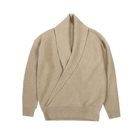 Solid-color Deep V-neck Drapey Knit Sweater