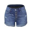 New Super Hot Amazon Blast Model Elastic Hole Ladies Denim Shorts