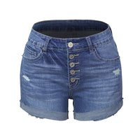 New Super Hot Amazon Blast Model Elastic Hole Ladies Denim Shorts
