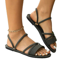 Sandals Plus Size Flip-toe Buckle Flat Cross Strap Women's Shoes