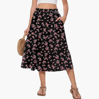 Bestselling Floral-print Vacation Casual Skirt With Real Pockets