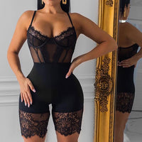 Sexy Sling Low Cut See Through Eyelashes Nightclub Jumpsuit Women
