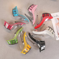 Women's High Heel Slippers With Crystal Sole