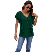 Lotus-leaf Sleeve Shirt Single-breasted Top Cardigan