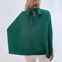 European And American-style Irregular Lace-up Half-turtleneck Shirt