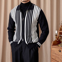 Autumn And Winter Wild Striped Cotton Men's Cardigan Commuter Trendy Men