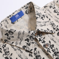 Vertical Stripes Small Floral Loose Short Sleeve Shirt