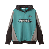 Retro Color Contrast Patchwork Letters Printed Hoodie