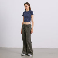 Mud Dyed Micro-pull Washed Distressed Cleanfit Straight Casual Pants Jeans
