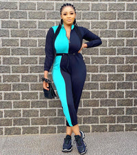 Women's Colorblock Long Sleeve Jumpsuit