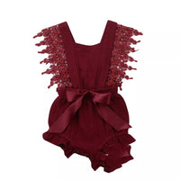 European And American Cute And Popular Baby Romper Lace Cotton And Linen Bow Romper
