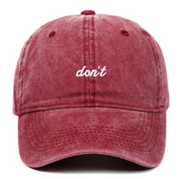 Letter Don't Embroidered Washed Old Soft Top Baseball Cap